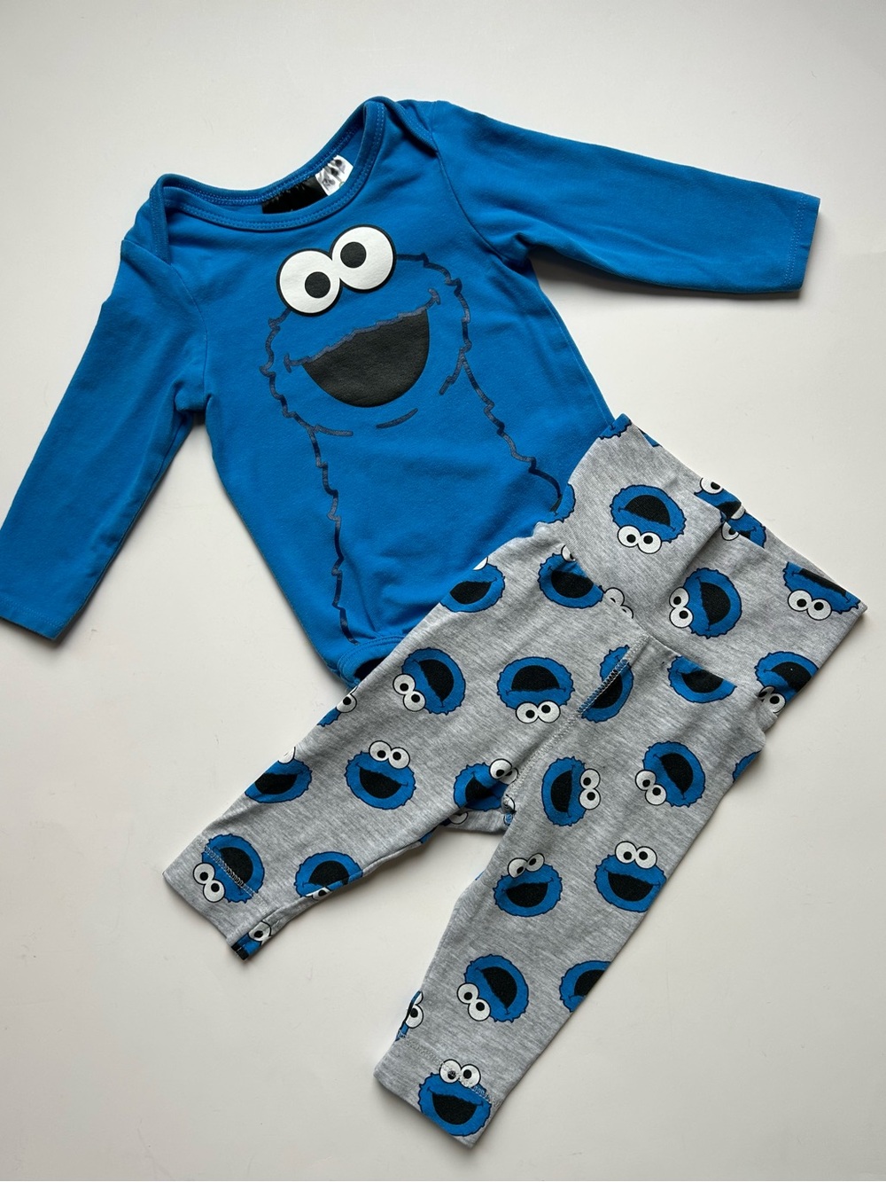 H&M Blue and Gray Cookie Character Pajama Set